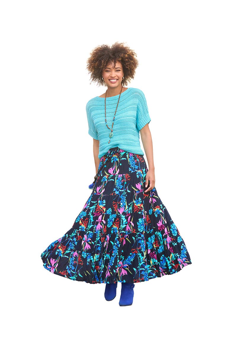 Boho Tiered Maxi Skirt, Main, color, FLORAL TROPICAL