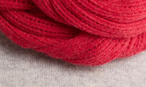 Portolano Open Knit Wrap Scarf In Red