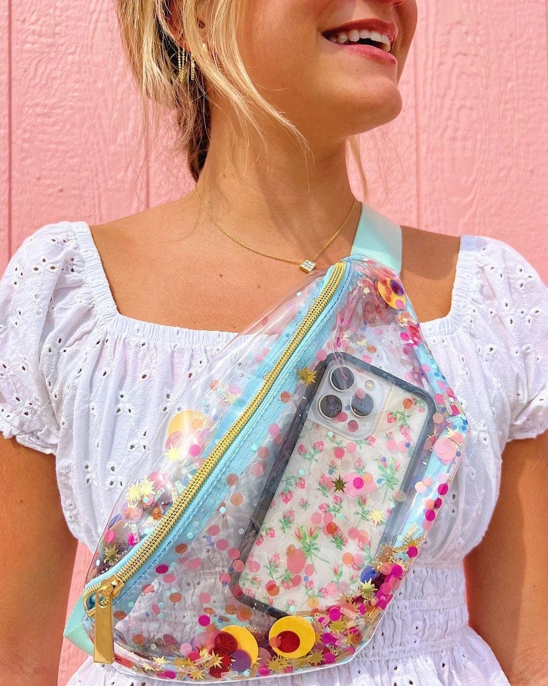 Confetti-Filled 13.75" Fanny Pack, Alternate, color, Pink