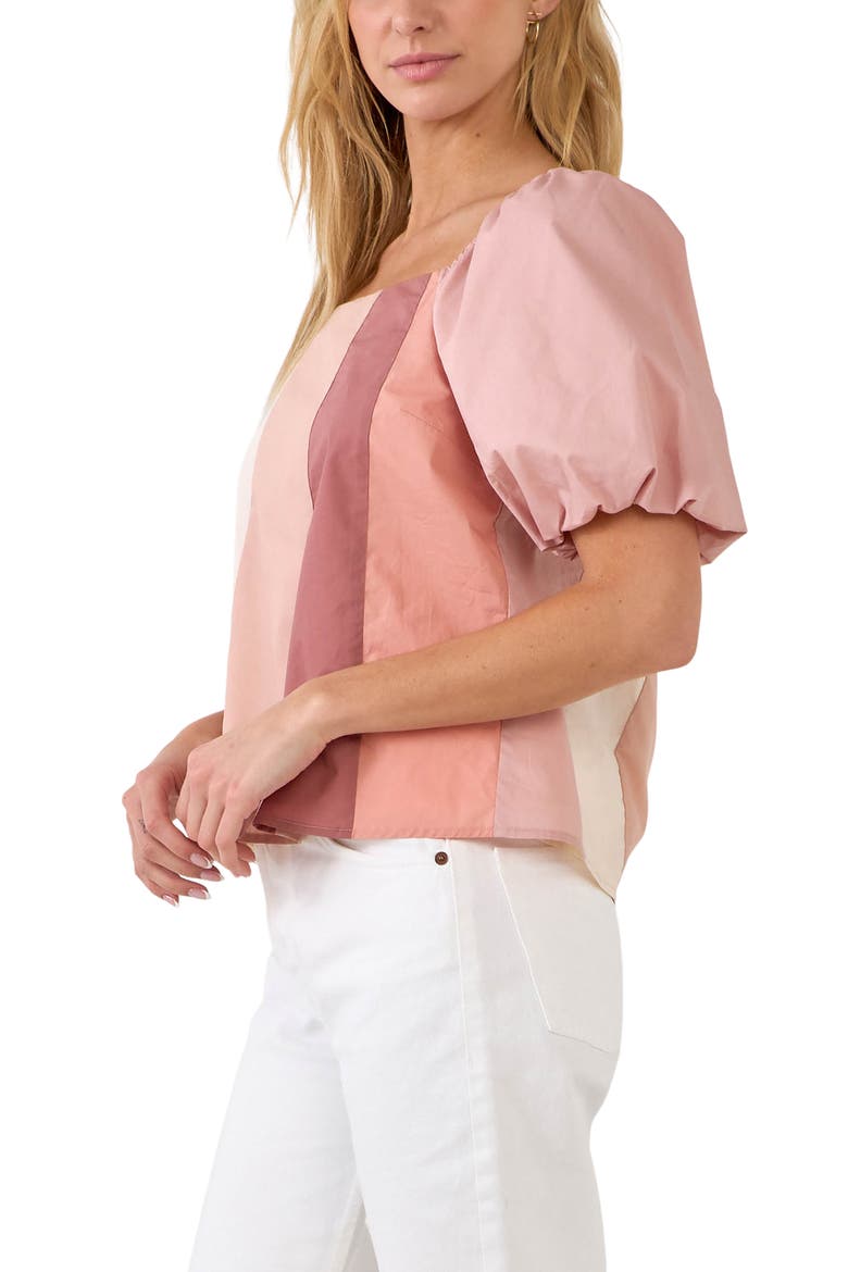 Puff Sleeve Colorblock Top, Alternate, color, MULTI
