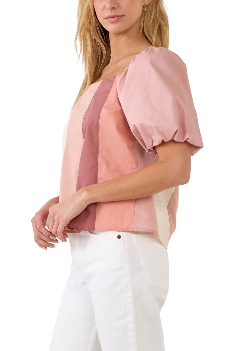 English Factory Puff Sleeve Colorblock Top, Alternate, color, Multi