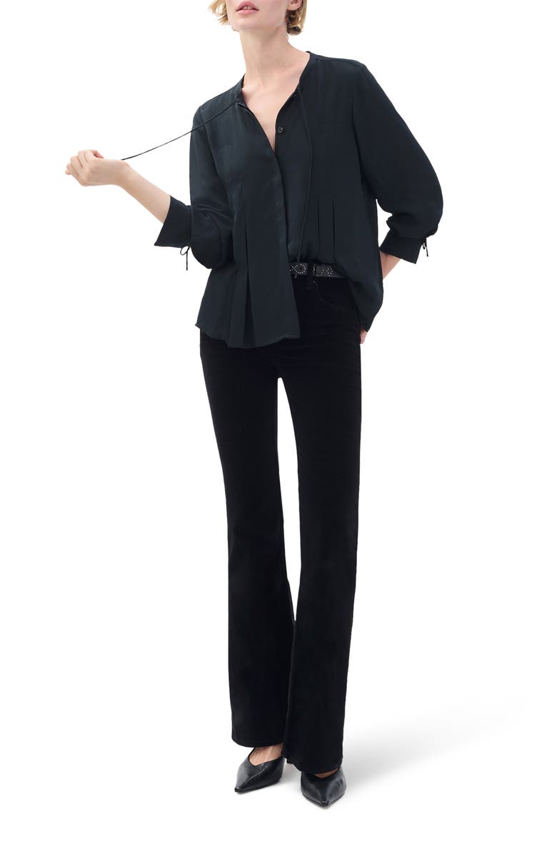 rag & bone Adren Pleated Button-Up Shirt, Alternate, color, Black