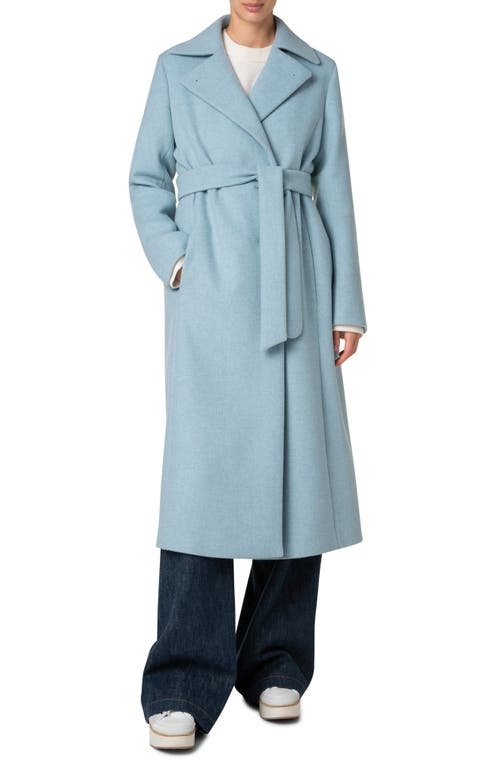 Akris Punto Belted Wool Blend Coat In Sky