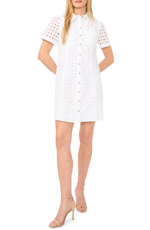 Cotton Eyelet Mini Shirtdress