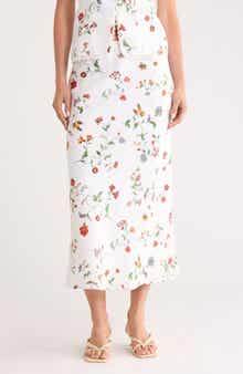 EDIT by JASON WU Floral Linen Midi Skirt