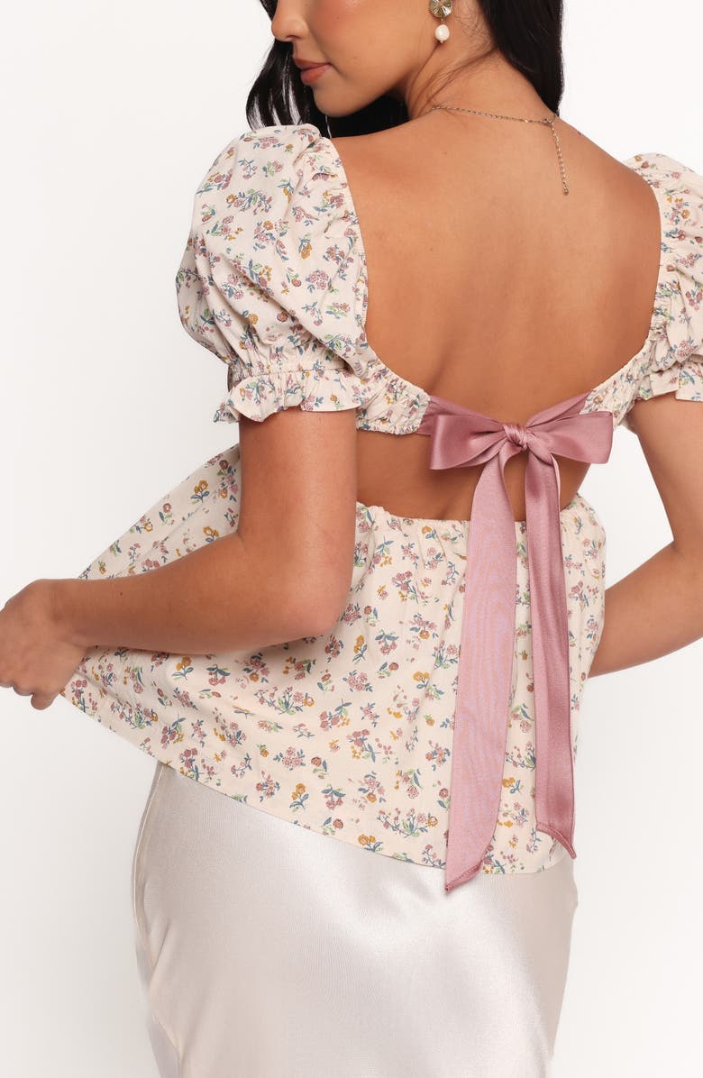 Petal & Pup Rhiannon Floral Tie Back Babydoll Top, Alternate, color, Cream Multi Floral