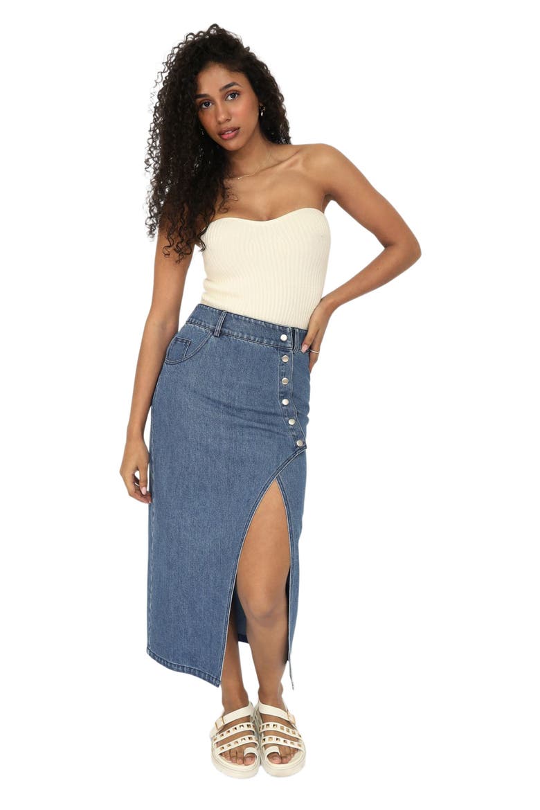 Can't Forget You Denim Midi Skirt, Main, color, Mid Wash
