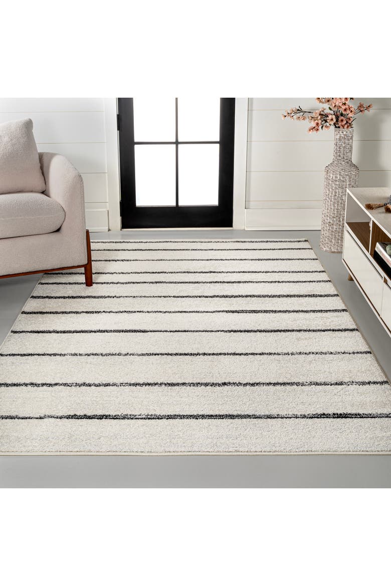 Williamsburg Minimalist Stripe Area Rug, Alternate, color, Cream/Black