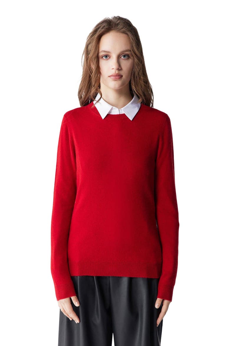 Essential Cashmere Crewneck Sweater, Alternate, color, haute red