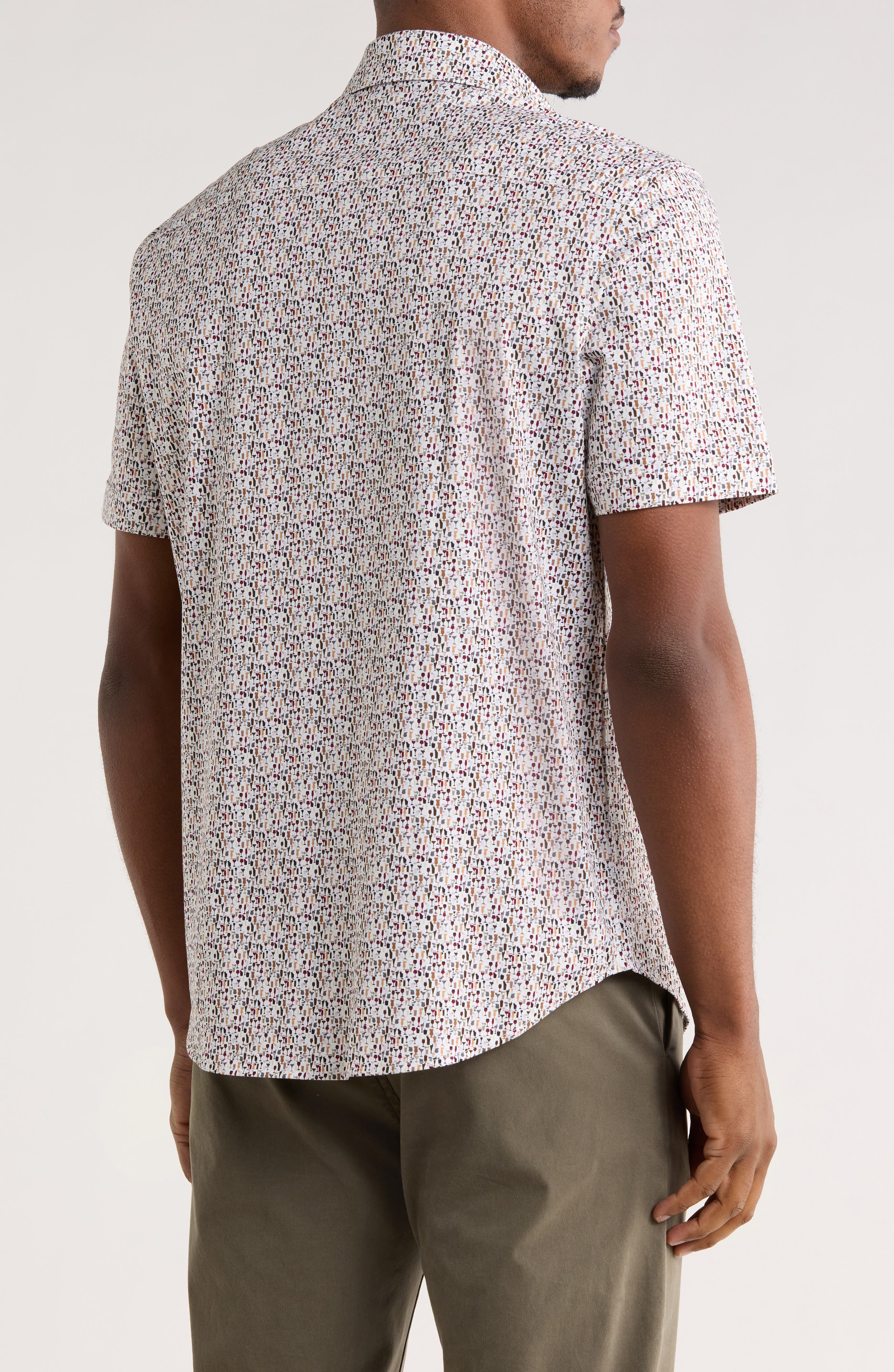 Bugatchi Short Sleeve Woven Button-Up Shirt