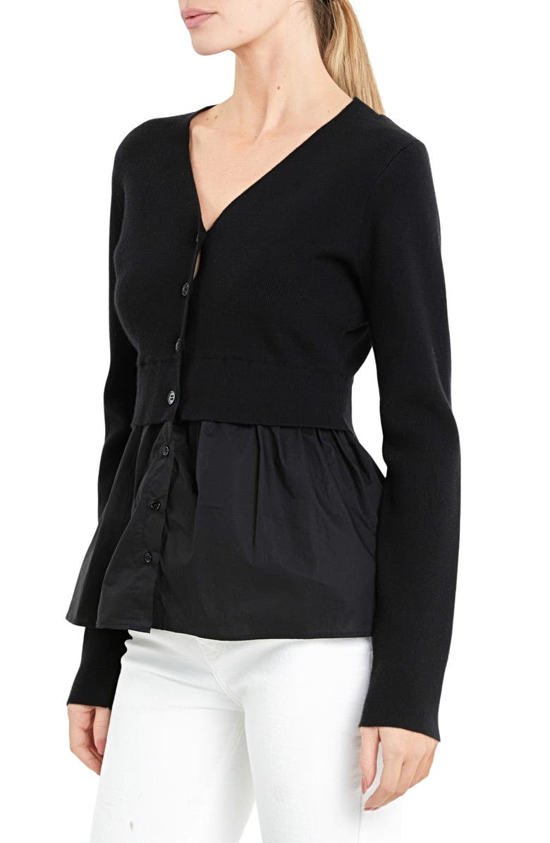 English Factory Mixed Media Cardigan, Alternate, color, 