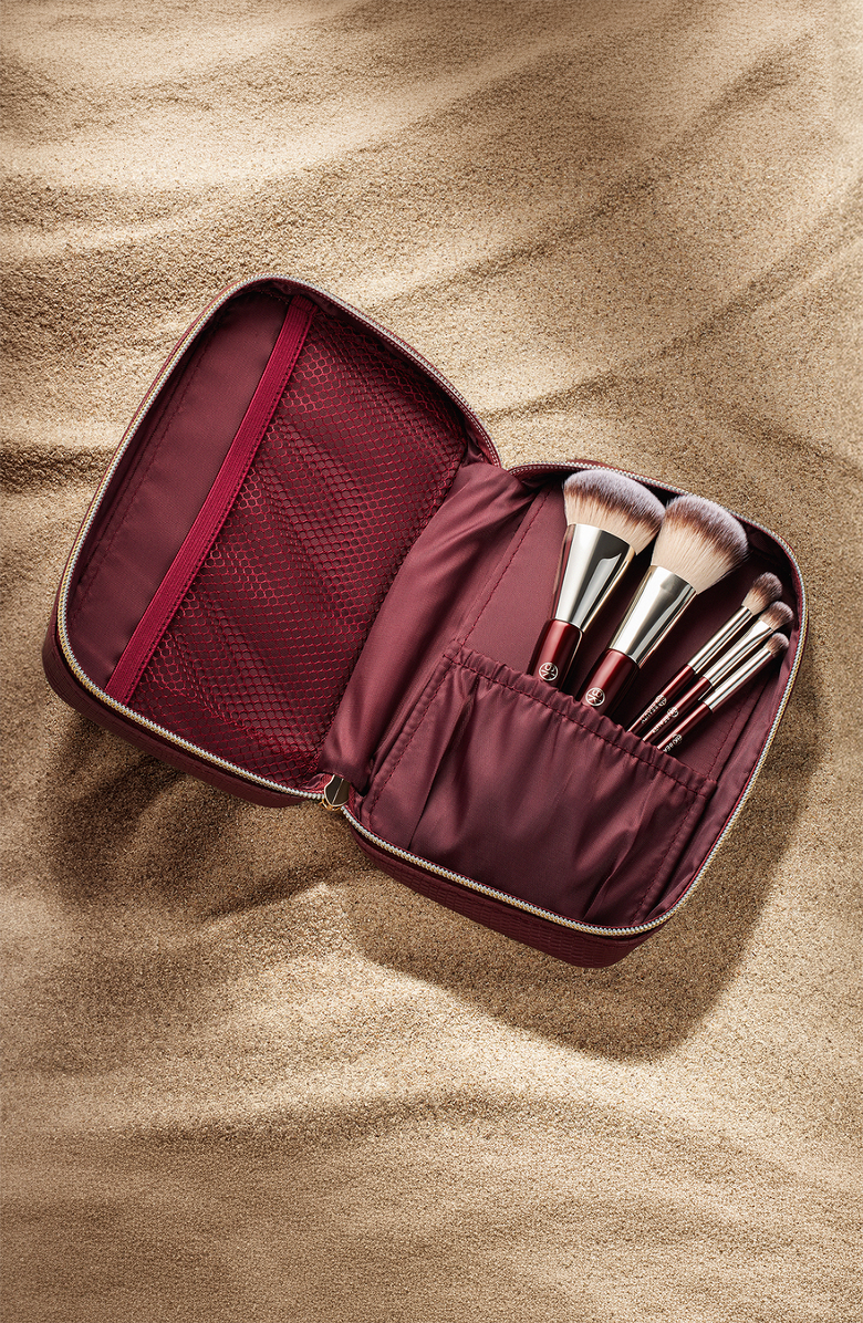 BK Beauty Travel Brush Set with Vegan Leather Pouch, Alternate, color, Burgundy