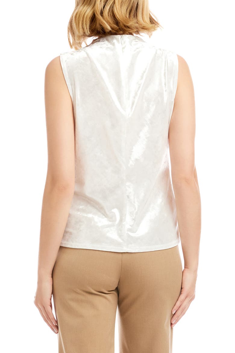 Crushed Velvet Top Funnel Neck Sleeveless Top, Alternate, color, OFF WHITE