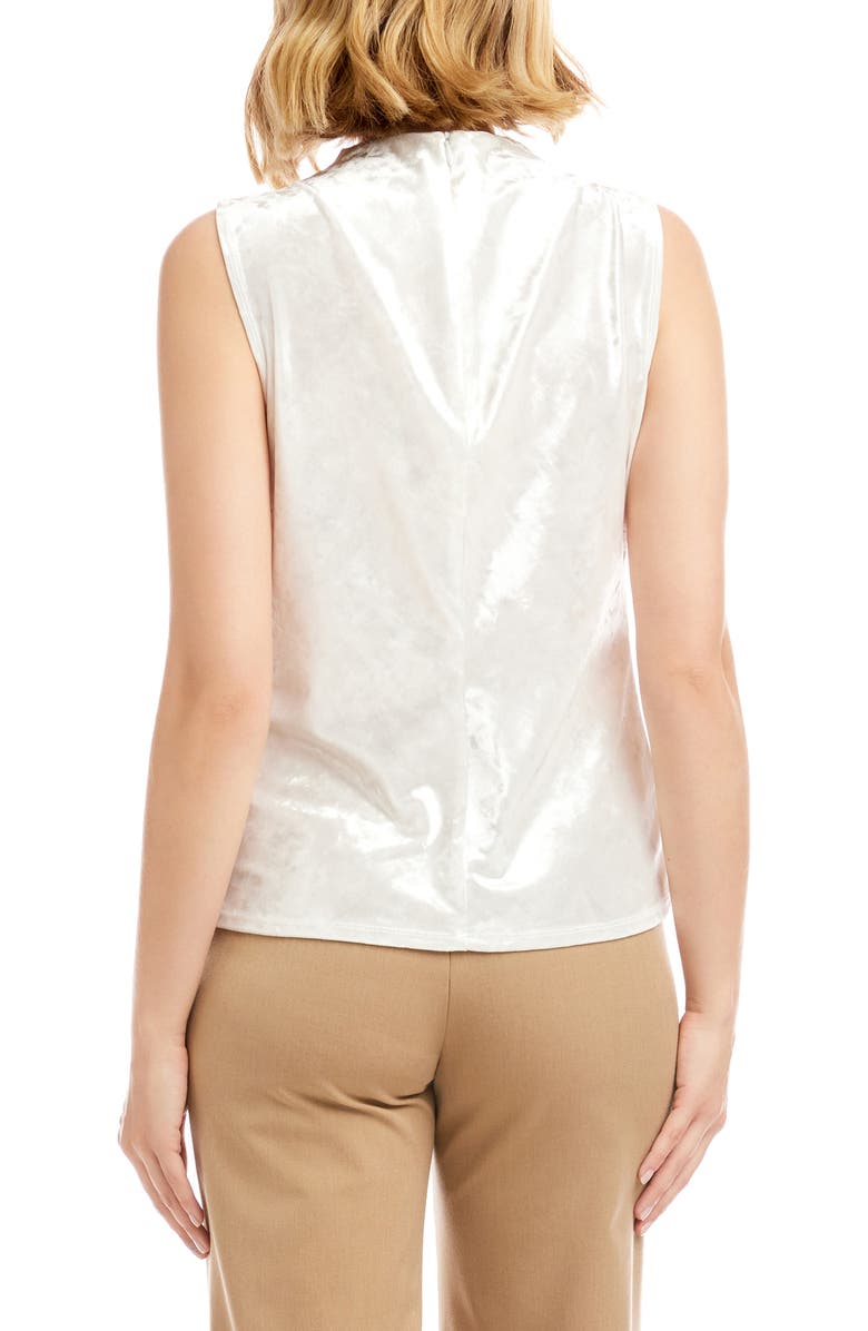 Karen Kane Crushed Velvet Top Funnel Neck Sleeveless Top, Alternate, color, Off White