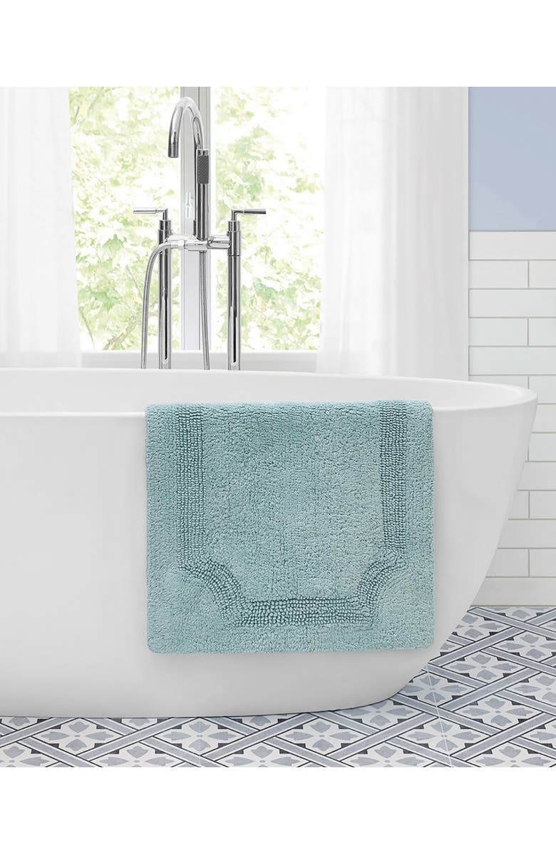 Laura Ashley Reversible Cotton Bath Rug, Alternate, color, Aqua