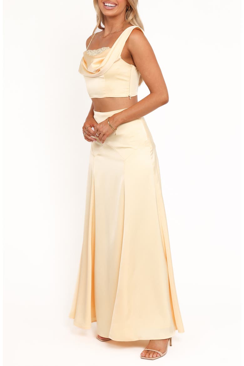 Marylin Cold Shoulder Crop Top & Maxi Skirt, Alternate, color, BUTTER YELLOW