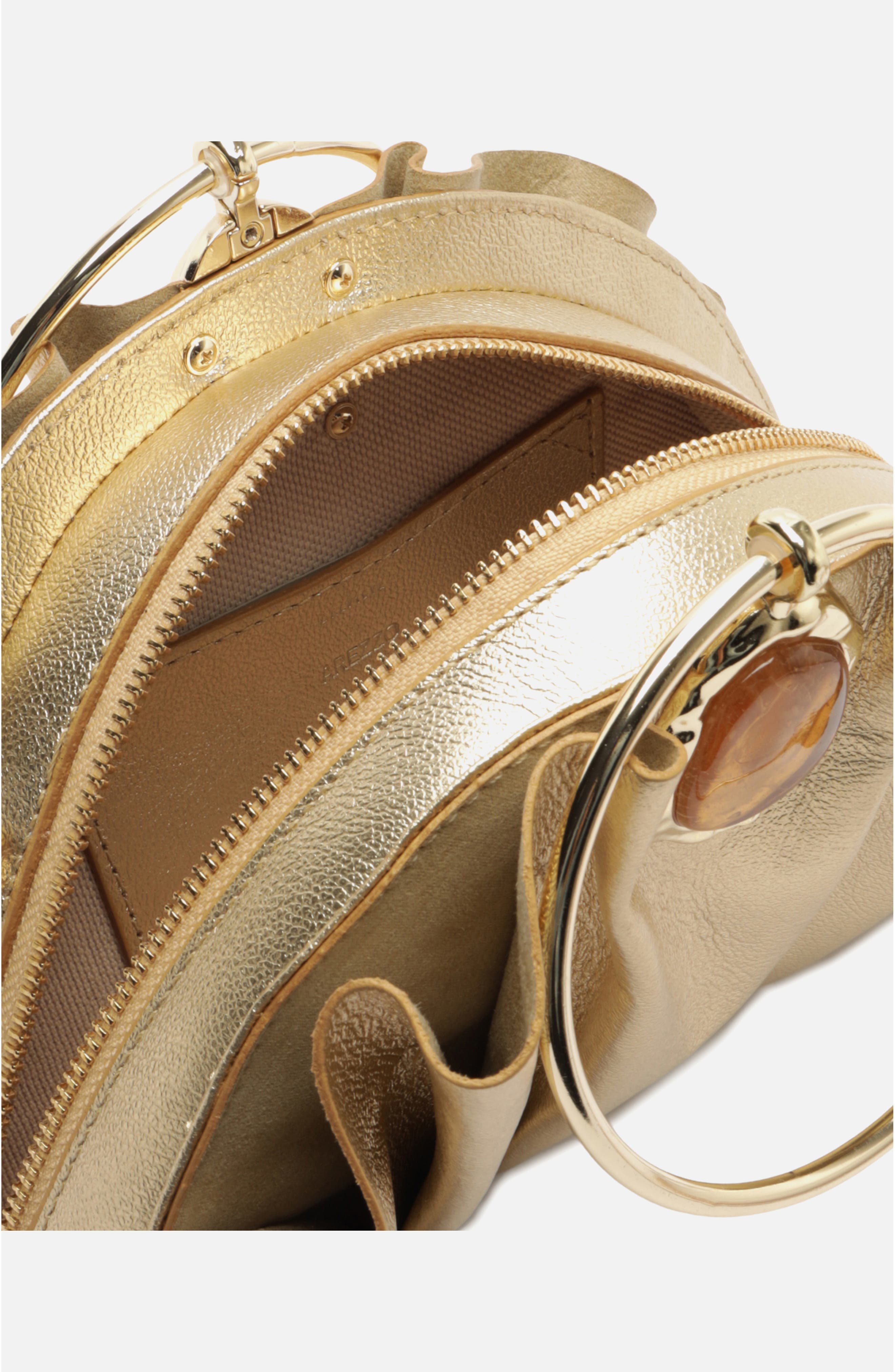 Arezzo Small Ravena Leather Clutch, Alternate, color, Platino