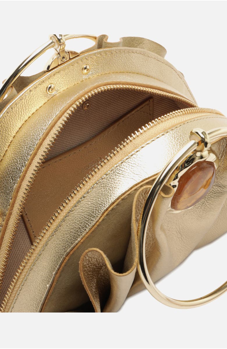 Arezzo Small Ravena Leather Clutch, Alternate, color, Platino