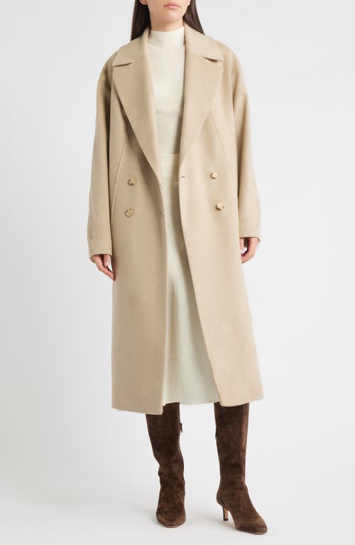 Hugo Boss Double-breasted Coat In Virgin Wool And Cashmere In Neutral