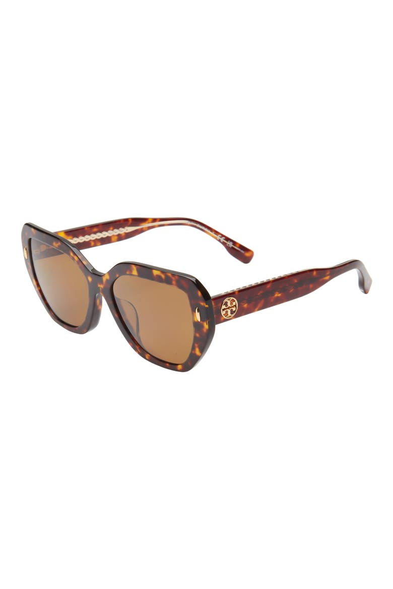 55mm Polarized Cat Eye Sunglasses, Alternate, color, DK TORT