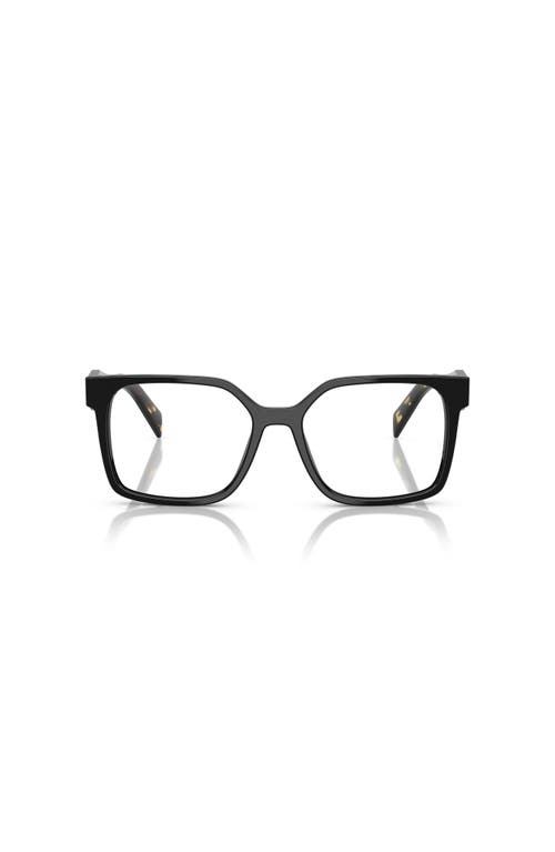 Prada 52mm Rectangle Optical Glasses In Black