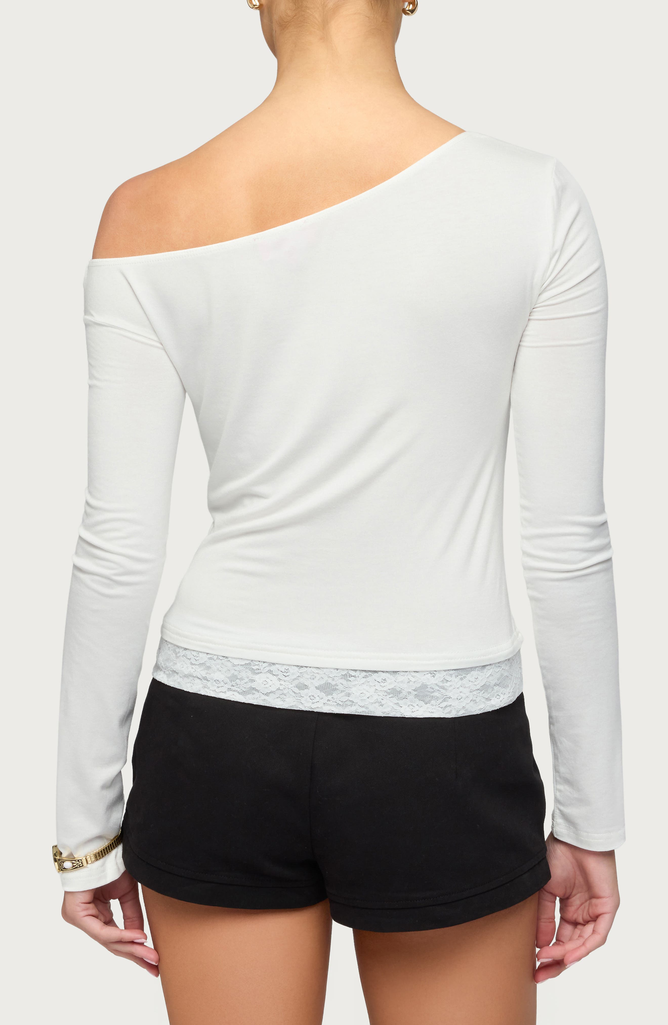 Lacey Layered One-Shoulder Top - image 2