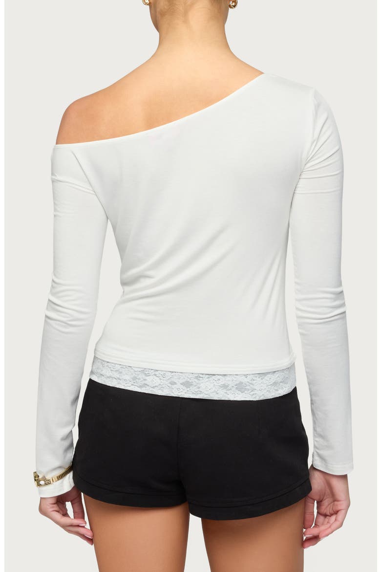 Lacey Layered One-Shoulder Top, Alternate, color, WHITE