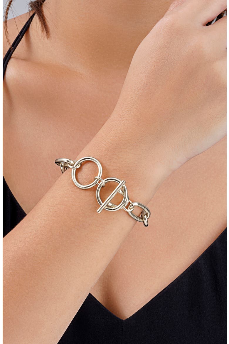 14K Gold Plated Linked Bracelet, Alternate, color, SILVER