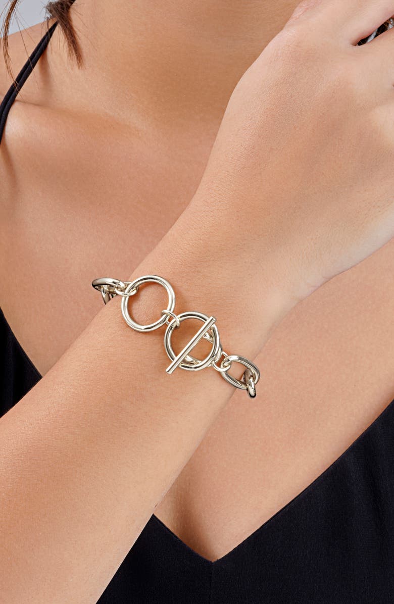 Sterling Forever 14K Gold Plated Linked Bracelet, Alternate, color, Silver