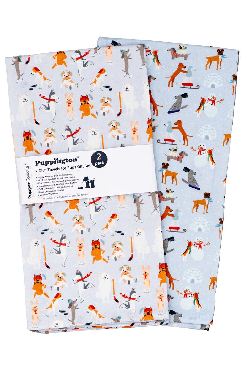 Puppington Dog Kitchen Towels, Main, color, Ice Pups Winter Woofs