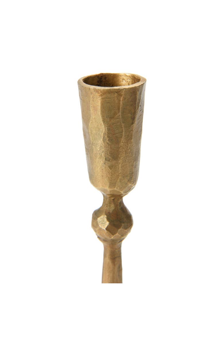 Storied Home Tall Hand-Forged Metal Taper Holder, Antique Brass Finish, Alternate, color, Brass