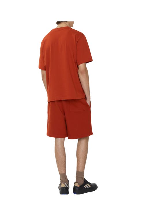 Burberry Gothic Logo Embroidered Shorts In Orange
