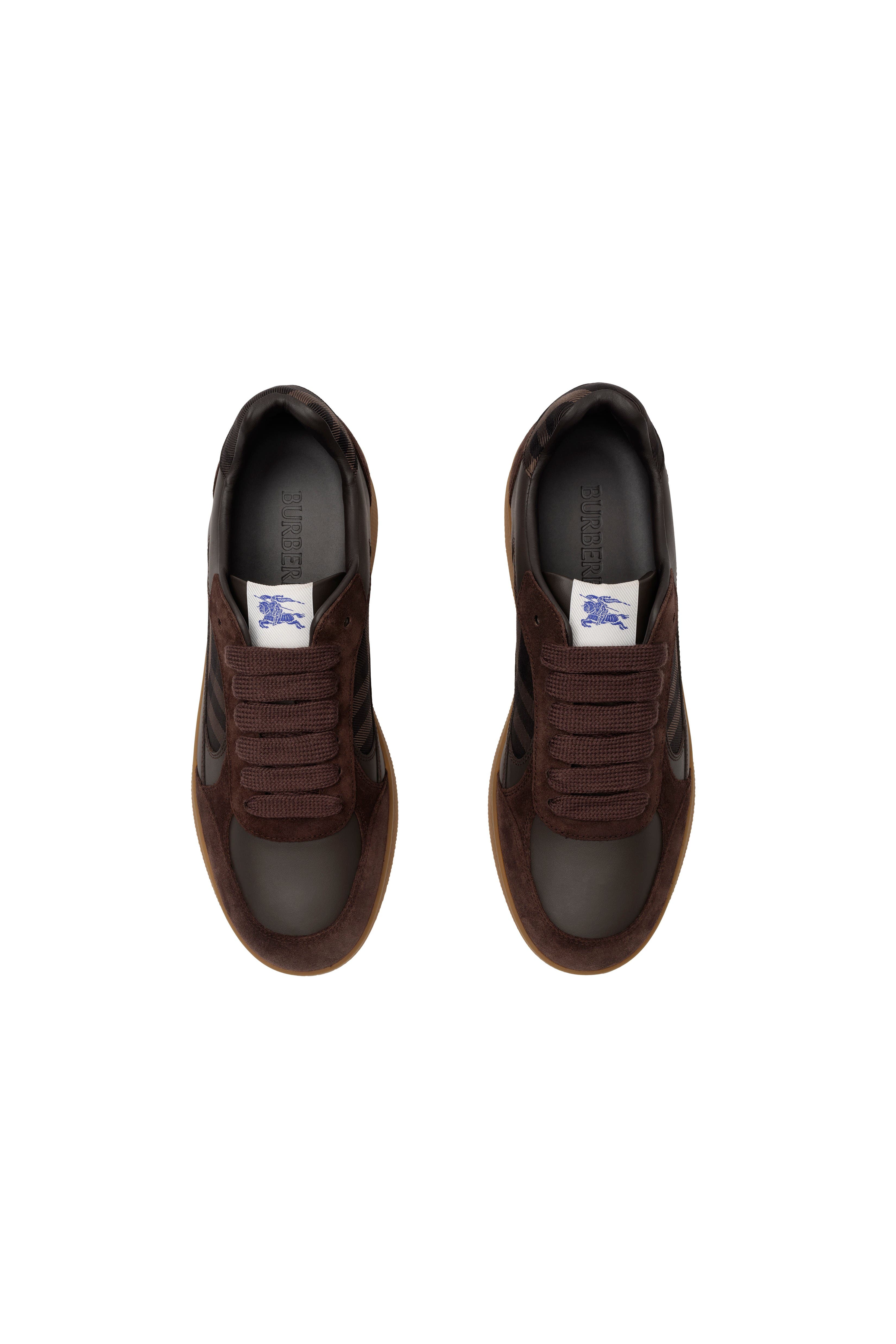Leather, Suede and Check Terrace Sneakers, Alternate, color, Dark brown