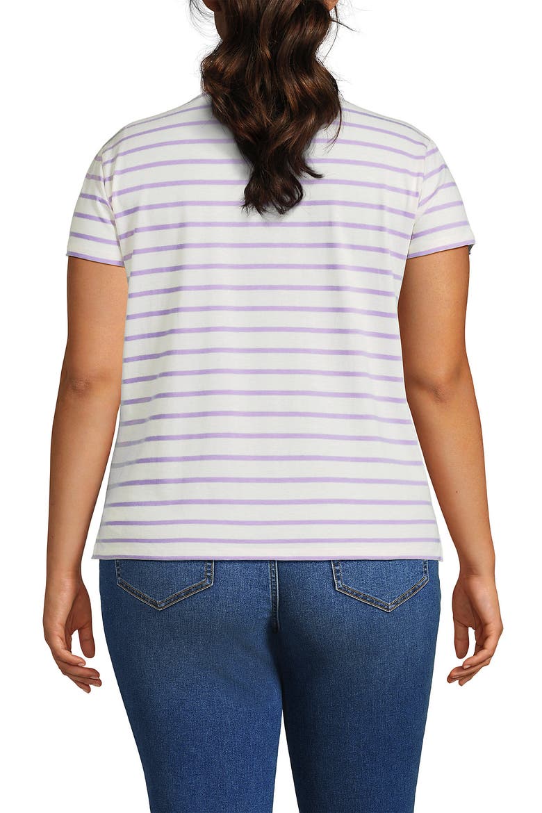 Supima Cotton Short Sleeve Scoop Neck Tee, Alternate, color, Ivory/Lilac Breton Stripe