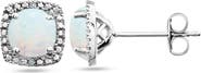 ALLUREZ Lab Grown Ruby & Natural Diamond Stud Earrings Sterling Silver