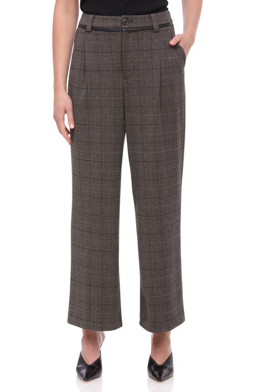 Bagatelle Pleated Plaid Crop Pants in Grey /Tan Window 
