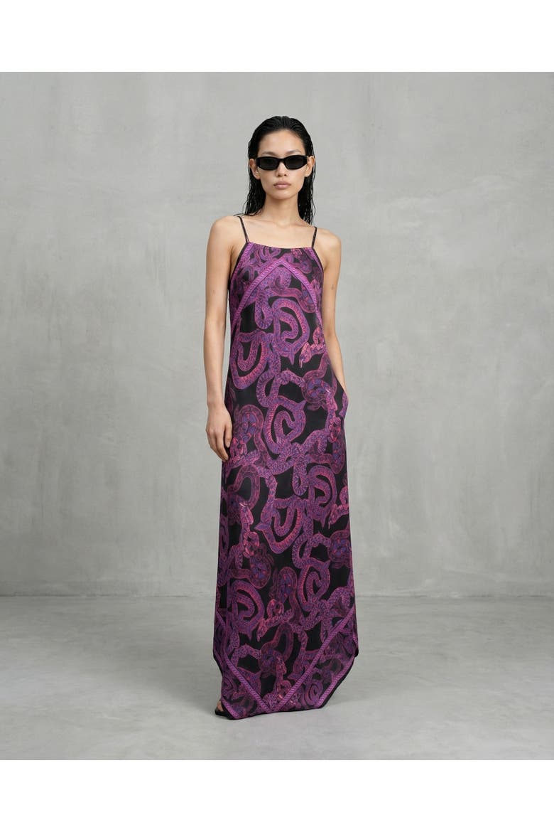 Silk Serpent Noir Maxi Dress, Alternate, color, Magenta