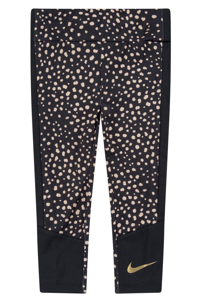 Kids' Dri-FIT Animal Spot Leggings, Main, color, BLACK