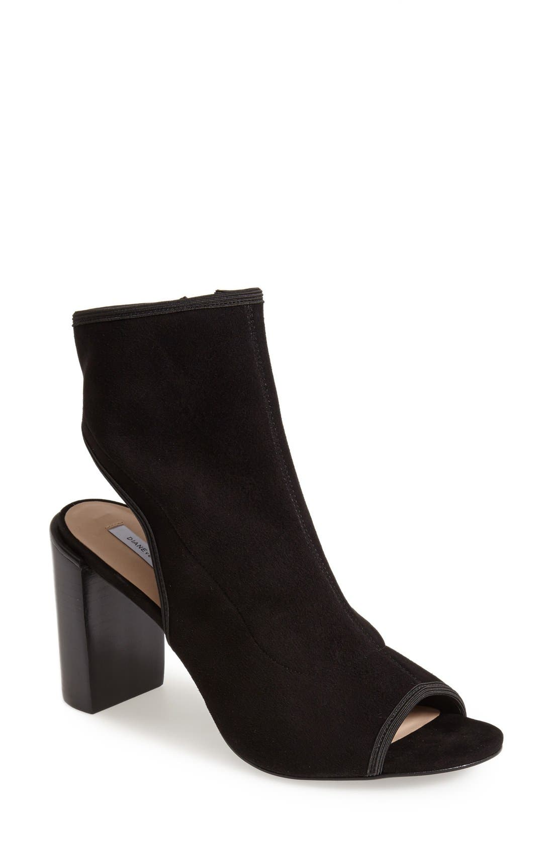 'Panina' Peep Toe Stretch Suede Bootie, Main, color, BLACK STRETCH SUEDE