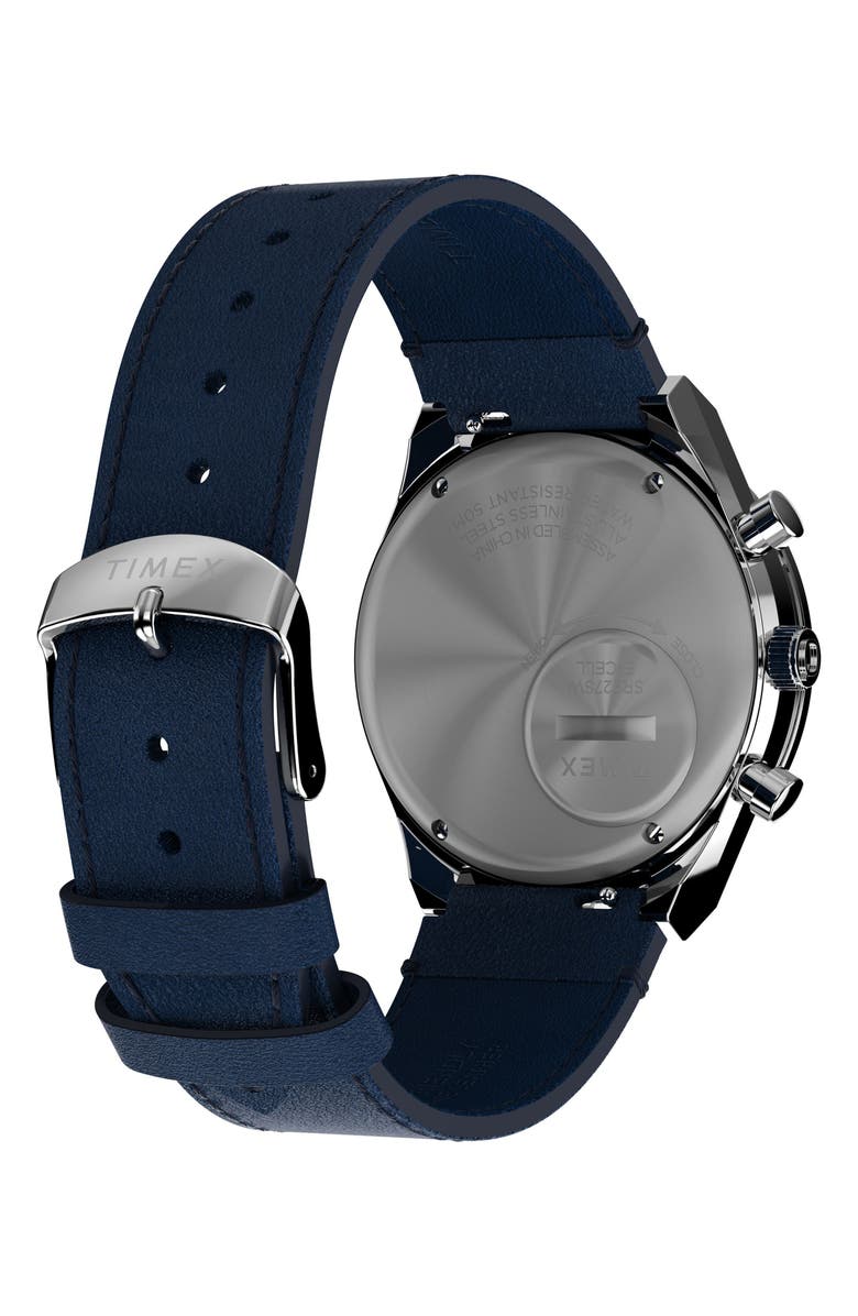 Timex<sup>®</sup> Q Timex Chronograph Leather Strap Watch, 40mm, Alternate, color, Black