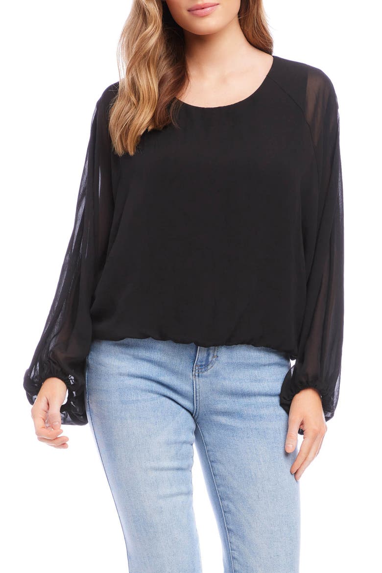 Lantern Sleeve Top, Main, color, BLACK