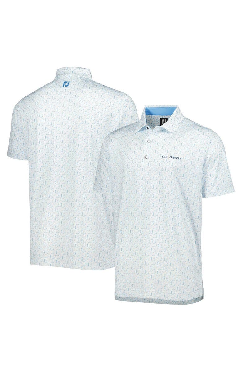 FOOTJOY Men's FootJoy White/Light Blue THE PLAYERS Allover Print ProDry Polo, Alternate, color, White