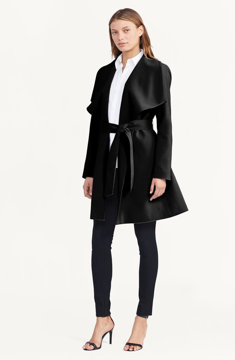 Lauren Ralph Lauren Belted Crepe Wrap Coat, Alternate, color,