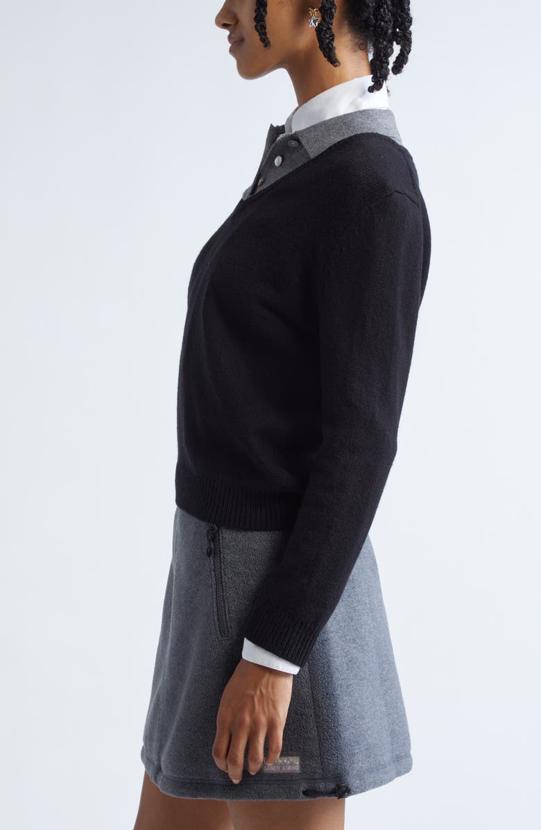 Sandy Liang Wesley Layered Effect Sweater, Alternate, color, Black