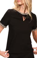 Isaac Mizrahi New York Embellished Jewel Neck Ponte T-Shirt
