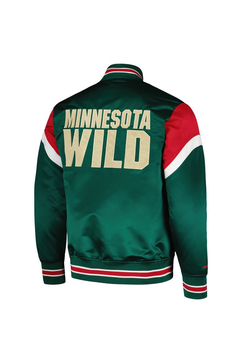 Men's Mitchell & Ness Green Minnesota Wild Midweight Satin Full-Snap Jacket, Alternate, color, Green