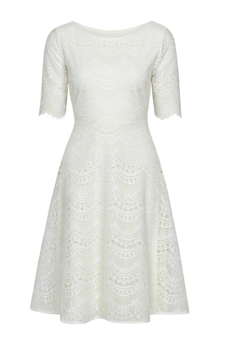 Alie Street London Evie 3/4 Sleeve Knee Length Lace Dress, Alternate, color, Ivory