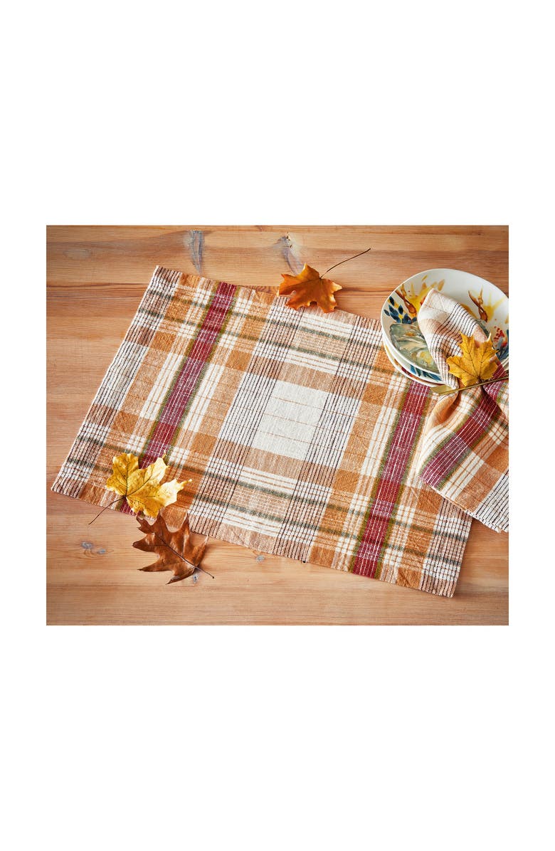tag Eva Plaid Cotton Placemat Set for Fall Harvest Multicolor, Alternate, color, Orange