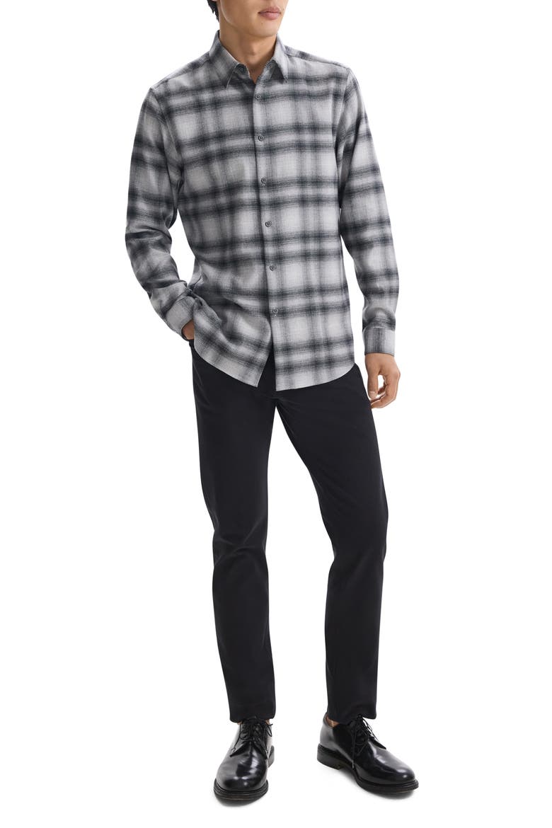 Irving Plaid Cotton Flannel Button-Up Shirt, Alternate, color, VPR MLNGE