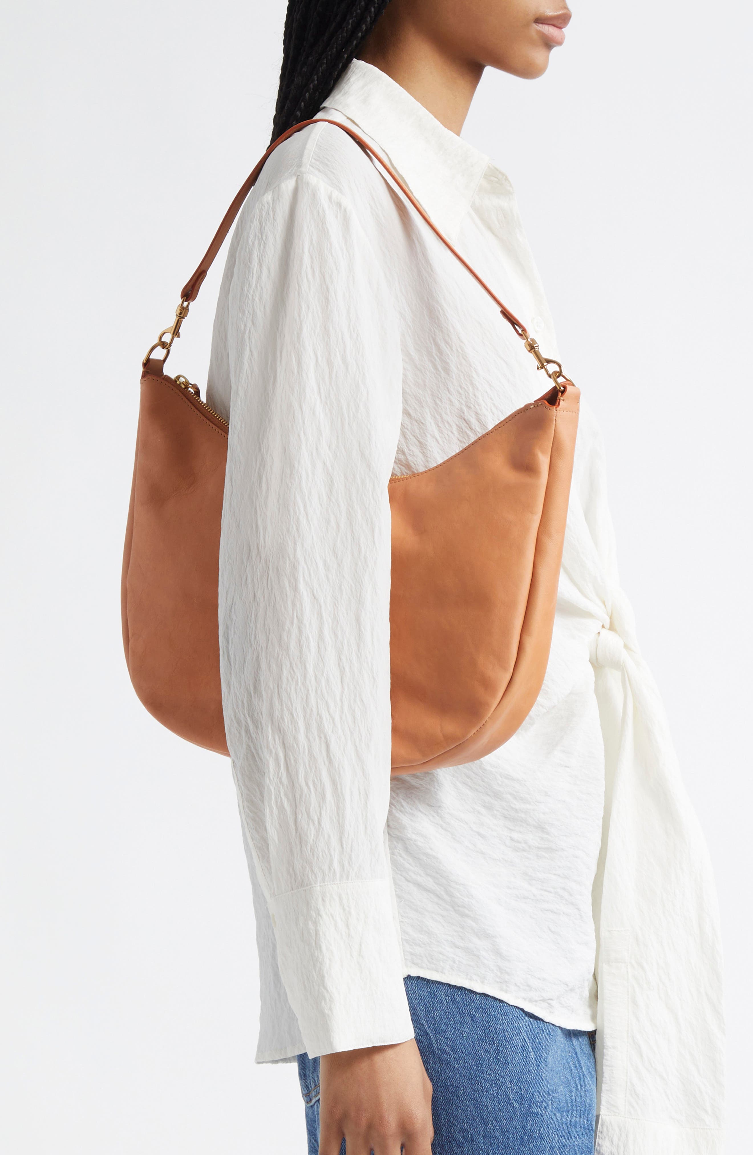 Mansur Gavriel Swing Leather Hobo Bag, Alternate, color, Cammello